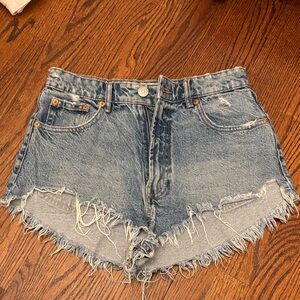 Zara Blue Distressed Jean Shorts